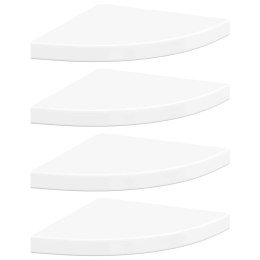 VidaXL Narożne półki ścienne, 4 szt., połysk, białe, 35x35x3,8 cm, MDF