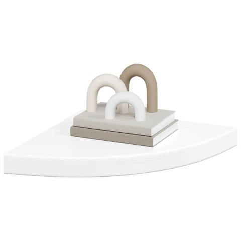 VidaXL Narożne półki ścienne, 4 szt., połysk, białe, 35x35x3,8 cm, MDF