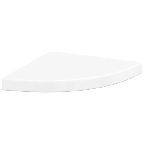 VidaXL Narożne półki ścienne, 4 szt., połysk, białe, 35x35x3,8 cm, MDF