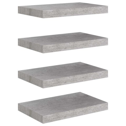 VidaXL Półki ścienne, 4 szt., szarość betonu, 40x23,5x3,8 cm, MDF