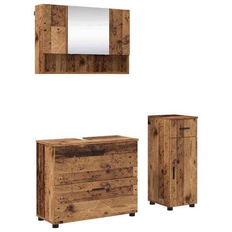 VidaXL Zestaw mebli łazienkowych 3 szt. Stare drewno 76,5 x 35 x 64 cm