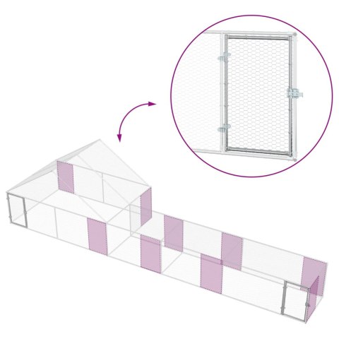 DUŻY KURNIK XXL DLA KUR Z WYBIEGIEM 8X2X1,9 M STAL OCYNKOWANA
