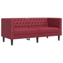 VidaXL 3-cz. zestaw wypoczynkowy Chesterfield, bordowy, sztuczna skóra