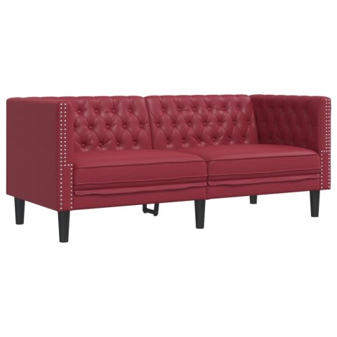 VidaXL 3-cz. zestaw wypoczynkowy Chesterfield, bordowy, sztuczna skóra