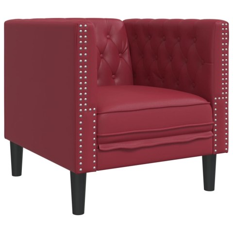 VidaXL 3-cz. zestaw wypoczynkowy Chesterfield, bordowy, sztuczna skóra