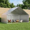 VidaXL Kurnik z dachem srebrny 300 x 200 x 190 cm Stal ocynkowana