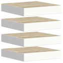 VidaXL Półki ścienne, 4 szt., dębowo-białe, 23 x 23,5 x 3,8 cm, MDF