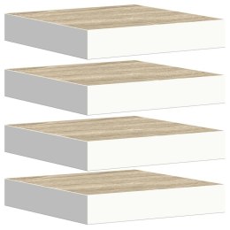 VidaXL Półki ścienne, 4 szt., dębowo-białe, 23 x 23,5 x 3,8 cm, MDF