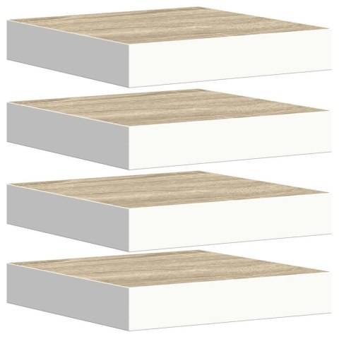 VidaXL Półki ścienne, 4 szt., dębowo-białe, 23 x 23,5 x 3,8 cm, MDF