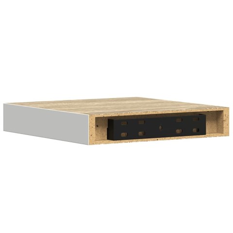 VidaXL Półki ścienne, 4 szt., dębowo-białe, 23 x 23,5 x 3,8 cm, MDF