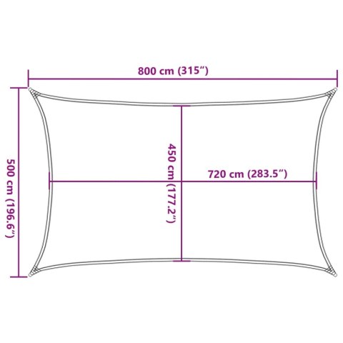 VidaXL Żagiel przeciwsłoneczny, 160 g/m², ciemnozielony, 5x8 m, HDPE