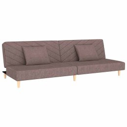 VidaXL 2-osobowa kanapa, 2 poduszki, kolor taupe, tapicerowana tkaniną