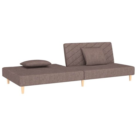 VidaXL 2-osobowa kanapa, 2 poduszki, kolor taupe, tapicerowana tkaniną