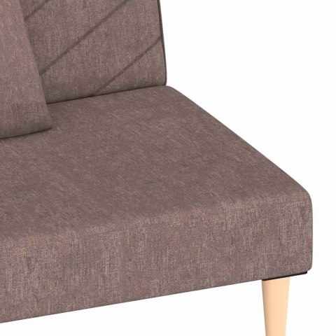 VidaXL 2-osobowa kanapa, 2 poduszki, kolor taupe, tapicerowana tkaniną