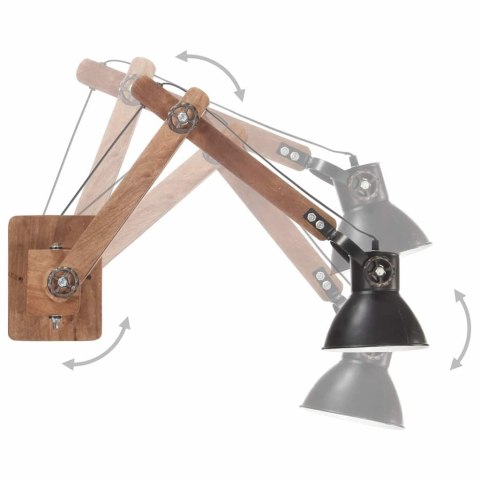 LAMPA ŚCIENNA W INDUSTRIALNYM STYLU, CZARNA, OKRĄGŁA, E27