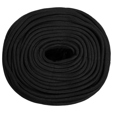 VidaXL Linka żeglarska, czarna jednolita, 6 mm, 500 m, polipropylen