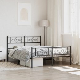 VidaXL Metalowa rama łóżka z wezgłowiem i zanóżkiem, czarna, 120x200cm
