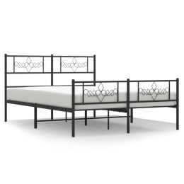 VidaXL Metalowa rama łóżka z wezgłowiem i zanóżkiem, czarna, 120x200cm