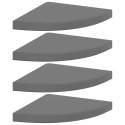 VidaXL Narożne półki ścienne, 4 szt., połysk, szare, 35x35x3,8 cm, MDF