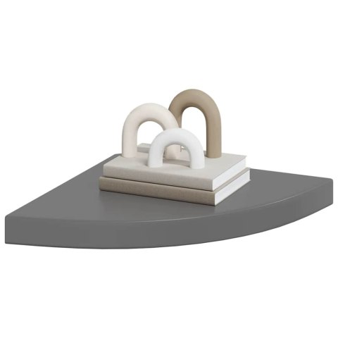 VidaXL Narożne półki ścienne, 4 szt., połysk, szare, 35x35x3,8 cm, MDF