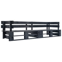 VidaXL Ogrodowa sofa 2-osobowa z palet, czarna, drewno