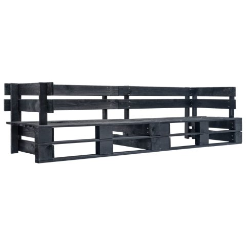 VidaXL Ogrodowa sofa 2-osobowa z palet, czarna, drewno