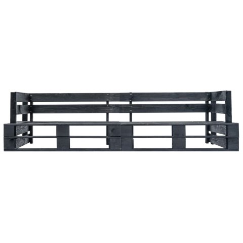 VidaXL Ogrodowa sofa 2-osobowa z palet, czarna, drewno