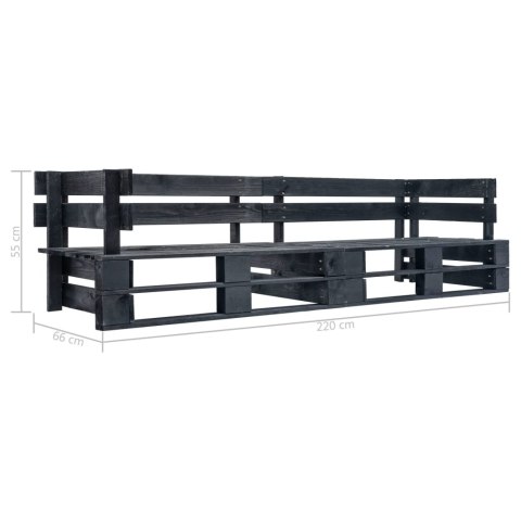 VidaXL Ogrodowa sofa 2-osobowa z palet, czarna, drewno