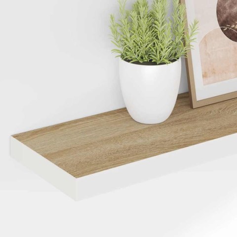 VidaXL Półka ścienna, dębowo-biała, 90 x 23,5 x 3,8 cm, MDF