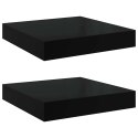 VidaXL Półki ścienne 2 szt., czarne, wysoki połysk, 23x23,5x3,8 cm MDF