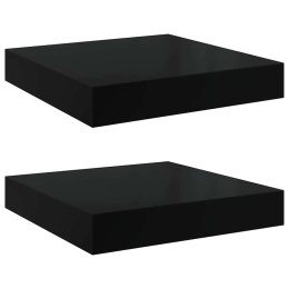 VidaXL Półki ścienne 2 szt., czarne, wysoki połysk, 23x23,5x3,8 cm MDF