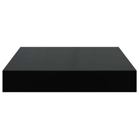 VidaXL Półki ścienne 2 szt., czarne, wysoki połysk, 23x23,5x3,8 cm MDF