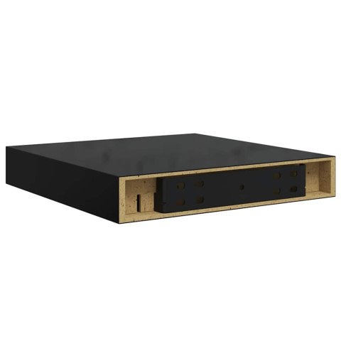 VidaXL Półki ścienne 2 szt., czarne, wysoki połysk, 23x23,5x3,8 cm MDF