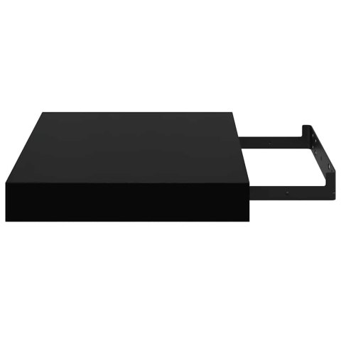 VidaXL Półki ścienne 2 szt., czarne, wysoki połysk, 23x23,5x3,8 cm MDF