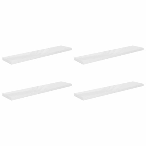 VidaXL Półki ścienne 4 szt., wysoki połysk, biel, 120x23,5x3,8 cm, MDF