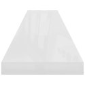 VidaXL Półki ścienne 4 szt., wysoki połysk, biel, 120x23,5x3,8 cm, MDF