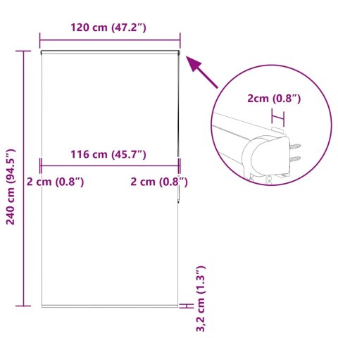 VidaXL Roleta prysznicowa z kasetą 120x240 cm Szerokość tkaniny 116 cm