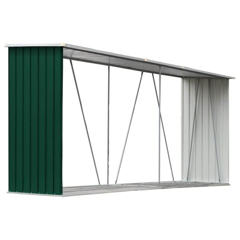 VidaXL Wiata na drewno, stal galwanizowana, 330 x 84 x 152 cm, zielona