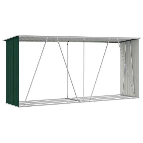 VidaXL Wiata na drewno, stal galwanizowana, 330 x 84 x 152 cm, zielona