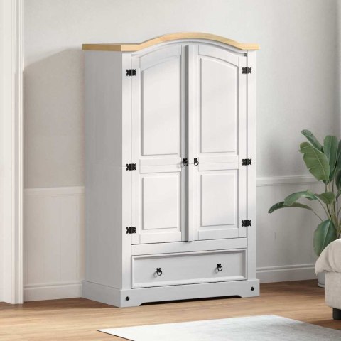 VidaXL Garderoba Corona Biały 101 x 52 x 170 cm Lite drewno sosnowe