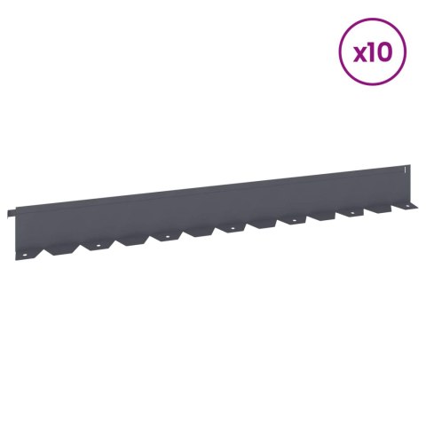 VidaXL Krawężnik do trawnika 10 szt. 102 x 10 x 4 cm Stal antracytowy