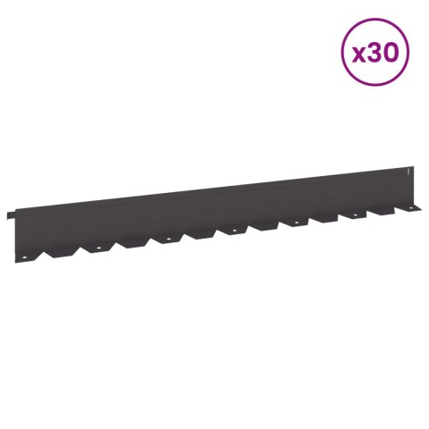 VidaXL Krawężnik do trawnika 30 szt. 102 x 10 x 4 cm Stal Czarny