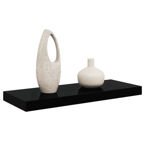 VidaXL Półka ścienna, wysoki połysk, czarna, 60x23,5x3,8 cm, MDF