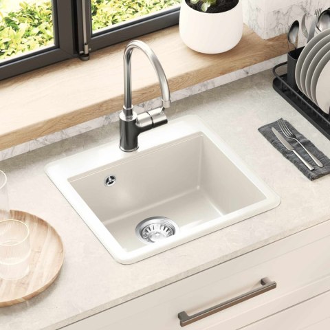 VidaXL Zlew Biały 470 x 440 mm Granit