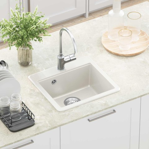 VidaXL Zlew Biały 470 x 440 mm Granit