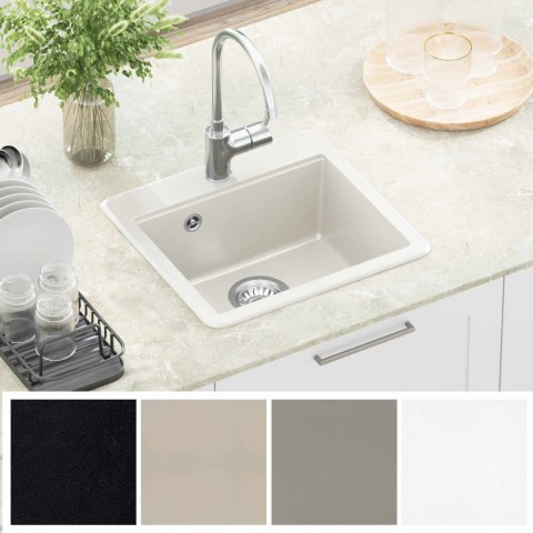 VidaXL Zlew Biały 470 x 440 mm Granit