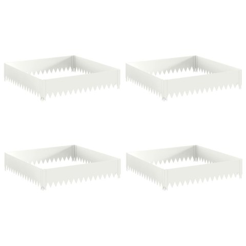VidaXL Krawężnik do trawnika 4 szt. 100 x 100 x 20 cm Stal Biały