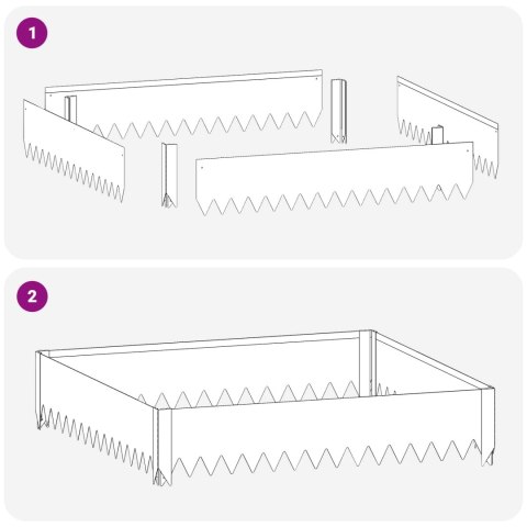 VidaXL Krawężnik do trawnika 4 szt. 100 x 100 x 20 cm Stal antracytowy