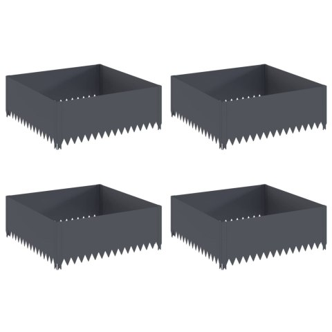 VidaXL Krawężnik do trawnika 4 szt. 100 x 100 x 35 cm Stal antracytowy