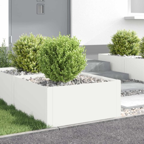 VidaXL Krawężnik do trawnika 4 szt. 60 x 60 x 35 cm Stal Biały